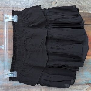 LoveShackFancy Black Tiered Ruffle Mini Skirt Whimsigoth - Women's Small